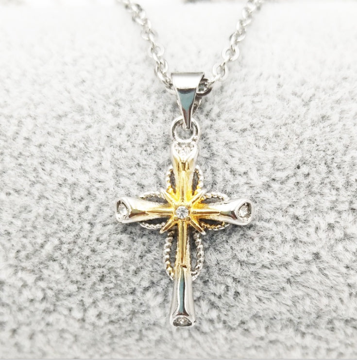 Octagonal Star Cross Alloy Pendant Necklace for Women