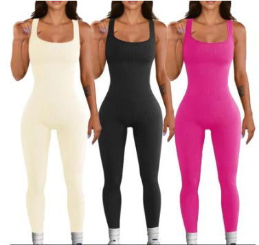 Women's Suspender Tank Top And Tights Set With Spandex