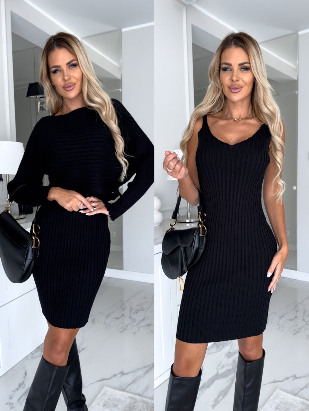 Two Piece Striped Set Long Sleeve Top And Skirt Outfit