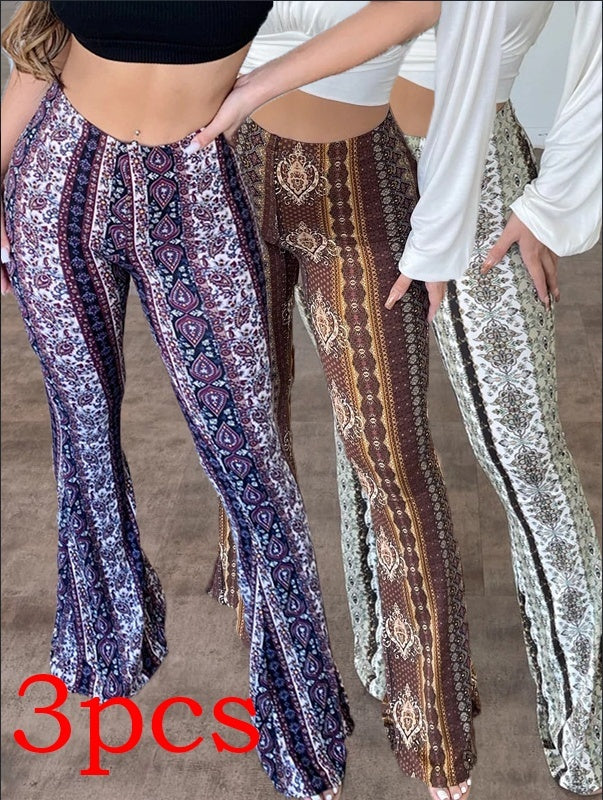 High Waist Print Leggings For Women Slim Fit Stretchy Pants
