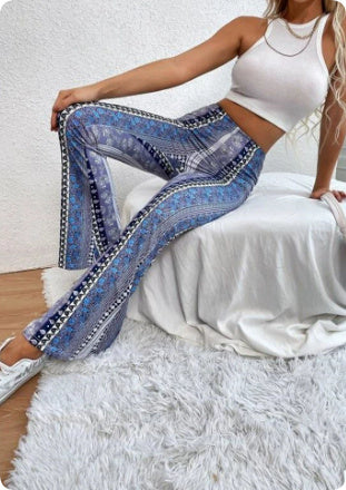 High Waist Print Leggings For Women Slim Fit Stretchy Pants