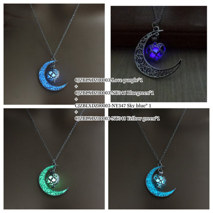 Glowing Pendant Necklace With Silver Plated Chain Jewelry